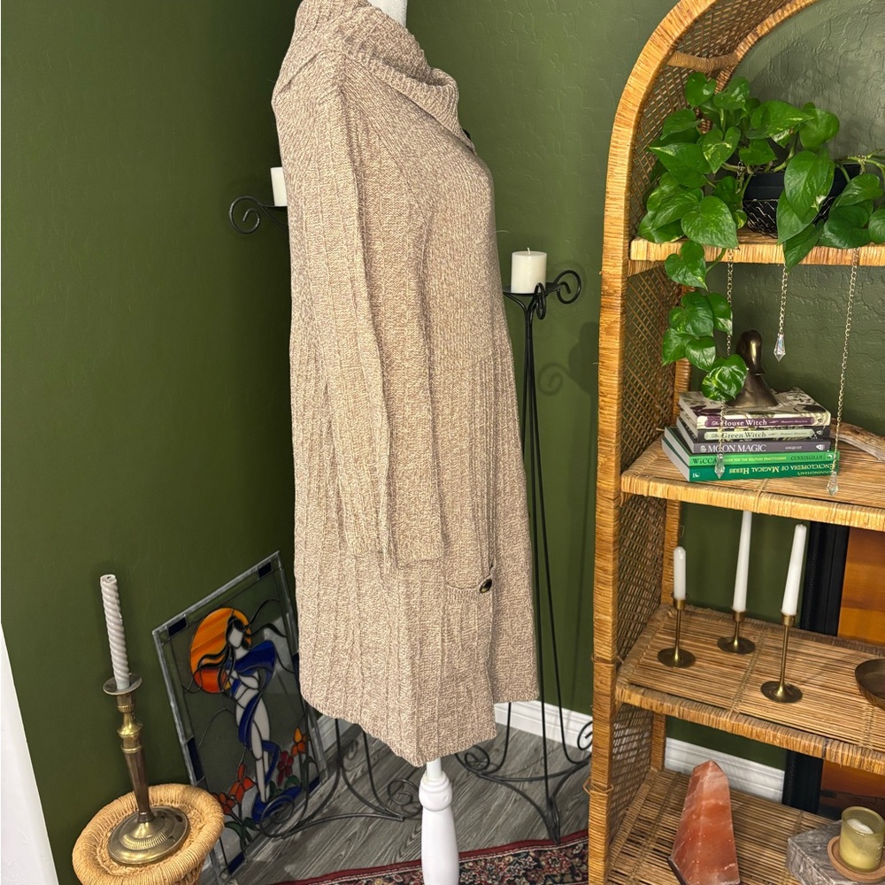 Style & Co Tan Cozy Knit Pockets Sweater Dress with Button Details - Picture 5 of 5